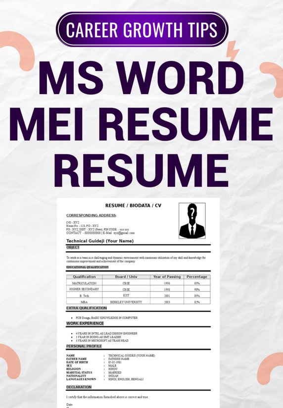 MS Word Mei Resume Banaye !