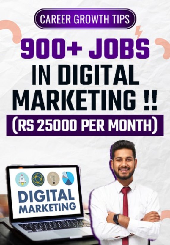 900+ Jobs In Digital Marketing !! (Rs 25000 Per Month)