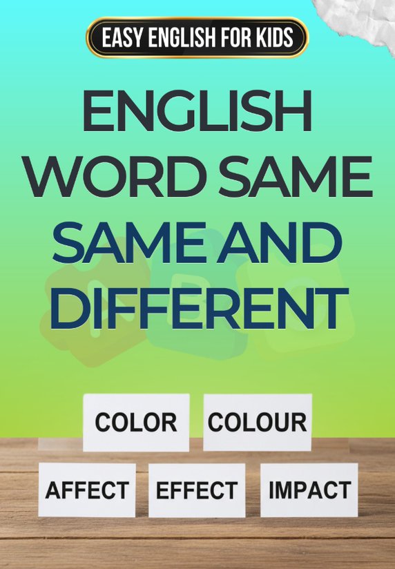 English Word Same Same And Different