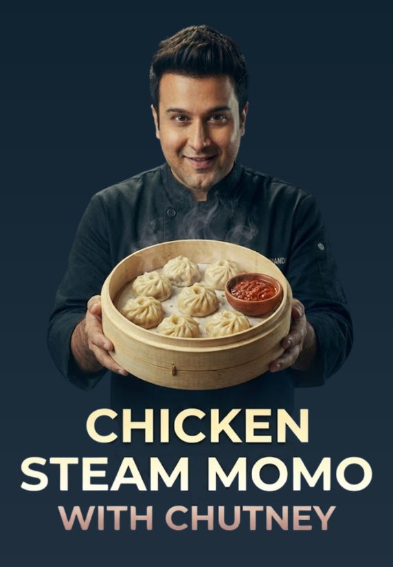 CHICKEN STEAM MOMO WITH CHUTNEY